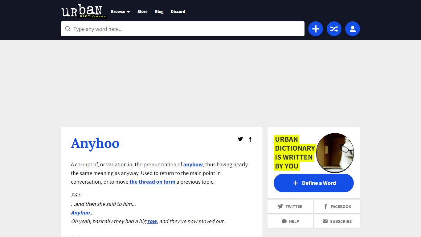 Urban Dictionary: Anyhoo